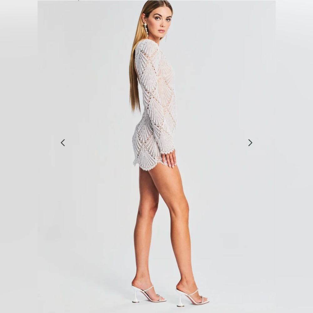 NWT! Retrofete Lace & Pearl Dress XS Delphine long-sleeve mini dress